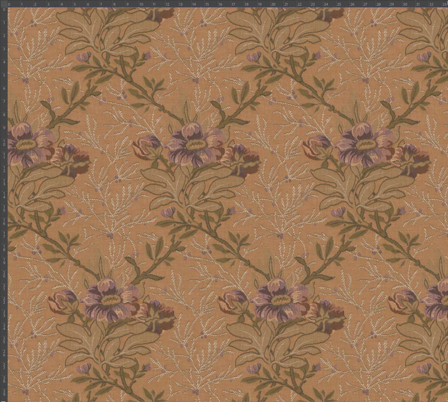 Mistletoe Peony Lilac on 6.7oz cotton-linen blend